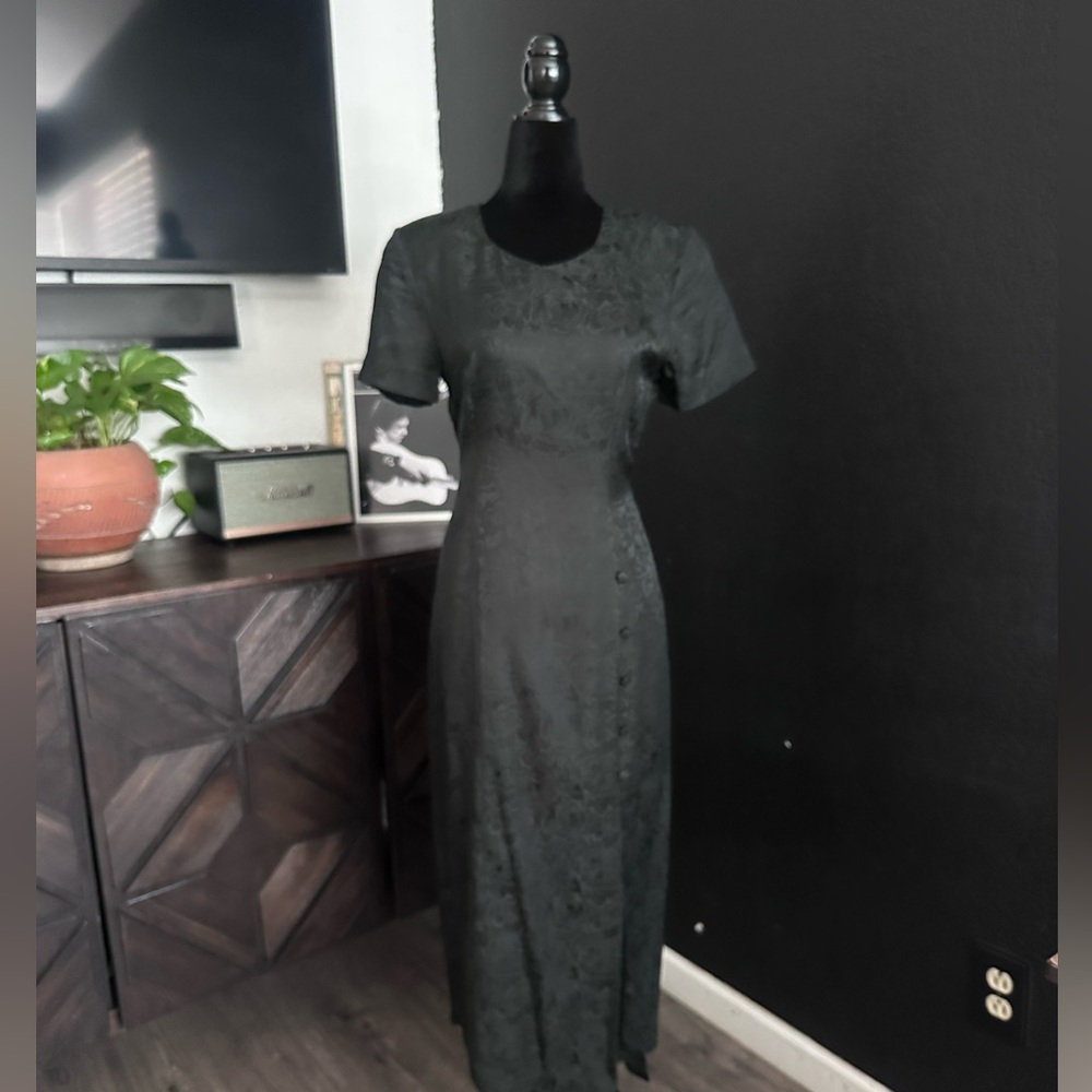Vintage Black Floral Maxi Dress